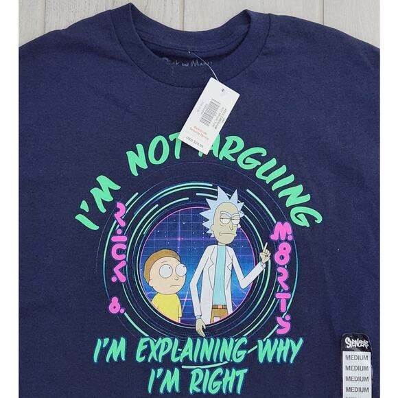 Spencer's Medium T-Shirt Rick & Morty Graphic Cotton Blue "I'm Not Arguing..." - Picture 2 of 6